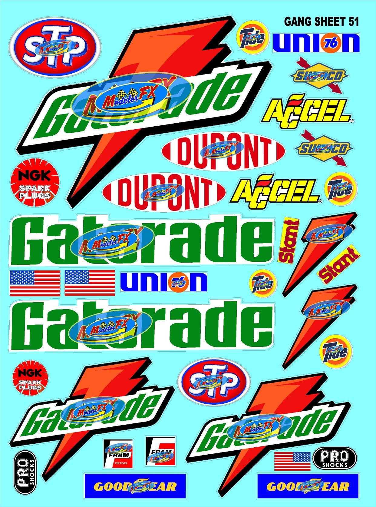 Clear Vinyl R/C Racing Sponsor Sticker Gang Sheet 51-1/8th � 1/10th Scale Model Decal Sticker Sheet R/C Lexan Body - Decorate Your R/c Cars, Boats, Truck Model � Die-Cut to Shape - Peel & Stick