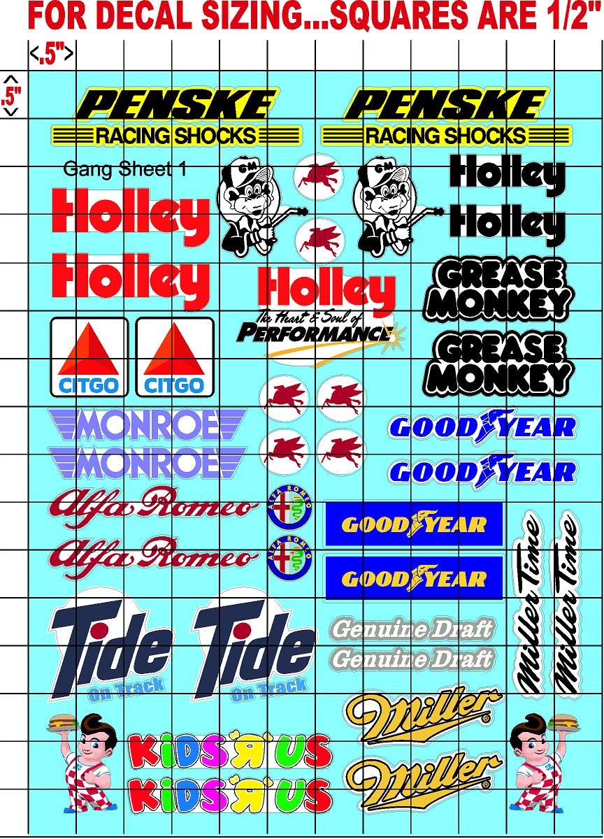 White Vinyl Sticker Sheet 1a Variety - 1/12 to 1/10th Scale R/C Model Decal Sticker Sheet Radio Control Lexan Body