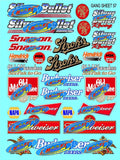 Racing Sponsor Sticker Gang Sheet 57-1/16-1/12-1/10th Scale White Vinyl R/C Model Decal Sticker Sheet Radio Control Lexan Body - Decorate Your R/c Cars, Boats, Trucks Other Scale Model Kit.