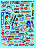 Clear Vinyl Sheet 109 Variety R/C Racing Sponsor Sticker Gang Sheet Good -1/24 � 1/16th Scale Model Decal Sticker Sheet Radio Control Lexan Body � Die-Cut to Shape - Peel & Stick � Water Slide