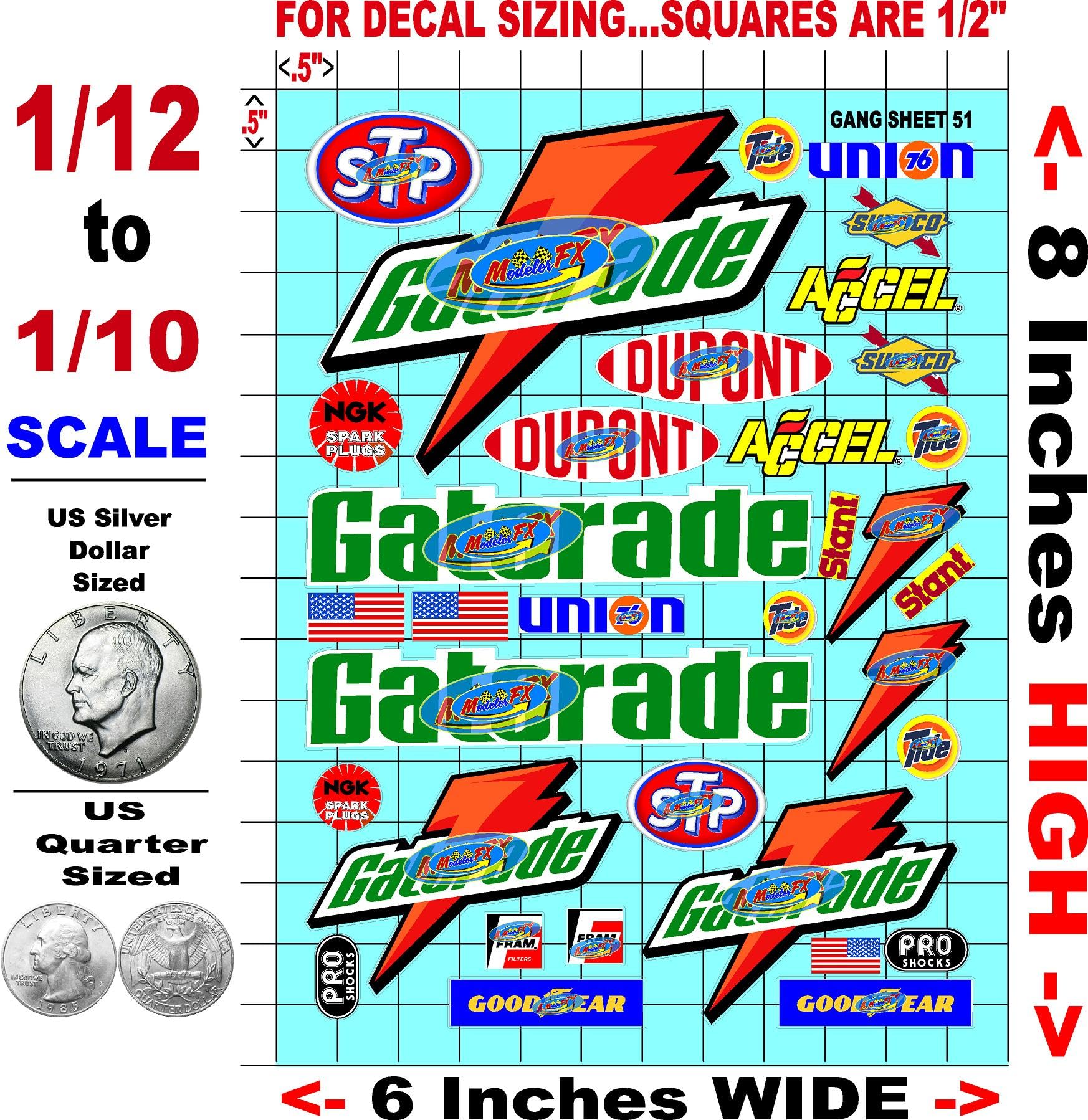 Racing Sponsor Lexan Body Car Racing - Sticker Gang Sheet 51 - White Vinyl 1/12 to 1/10 Scale White Vinyl R/C Model Decal Sticker Sheet Radio Control Lexan Body Decoration