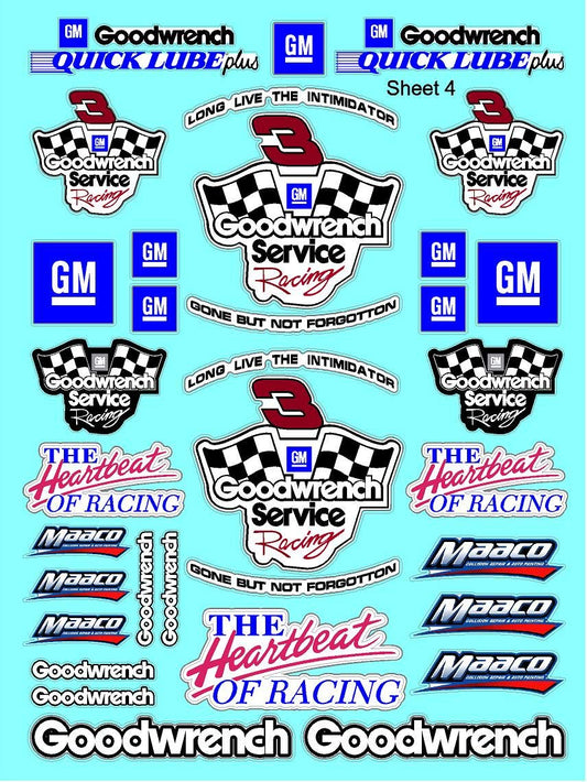 White Vinyl R/C Racing Sponsor Sticker Gang Sheet Wrench -1/4-1/5 � 1/6th Scale Model Decal Sticker Sheet Radio Control Lexan Body � Die-Cut to Shape - Peel & Stick � Water Slide - Car - Nostalgic