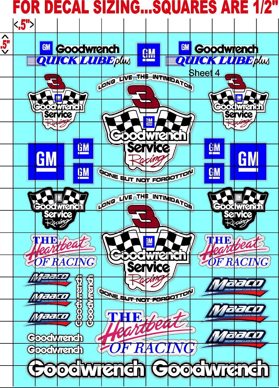 HURTZ -1/10 Scale White Vinyl R/C Model Decal Sticker Sheet Radio Control Lexan Body - Decorate Your R/c Cars, Boats, Trucks