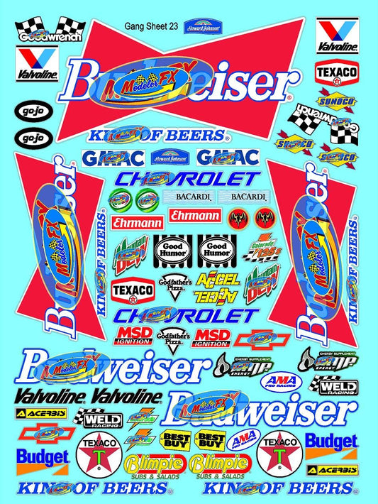 White Vinyl Sticker Gang Sheet 23 Beer Racing Sponsor Lexan Body Car Fits 1/10-1/12 Scale DIE Cut- R/C Model Decal Stickers | Radio Control | Slot Cars |