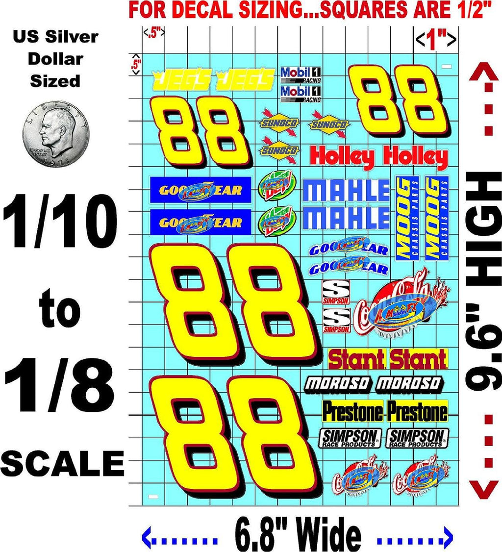 White Vinyl Sticker Variety Sheet #88-1/10th - 1/8th Scale Large 6.8" x 9.2"h Vinyl R/C Model Decal Sticker Sheet Radio Control Lexan Body