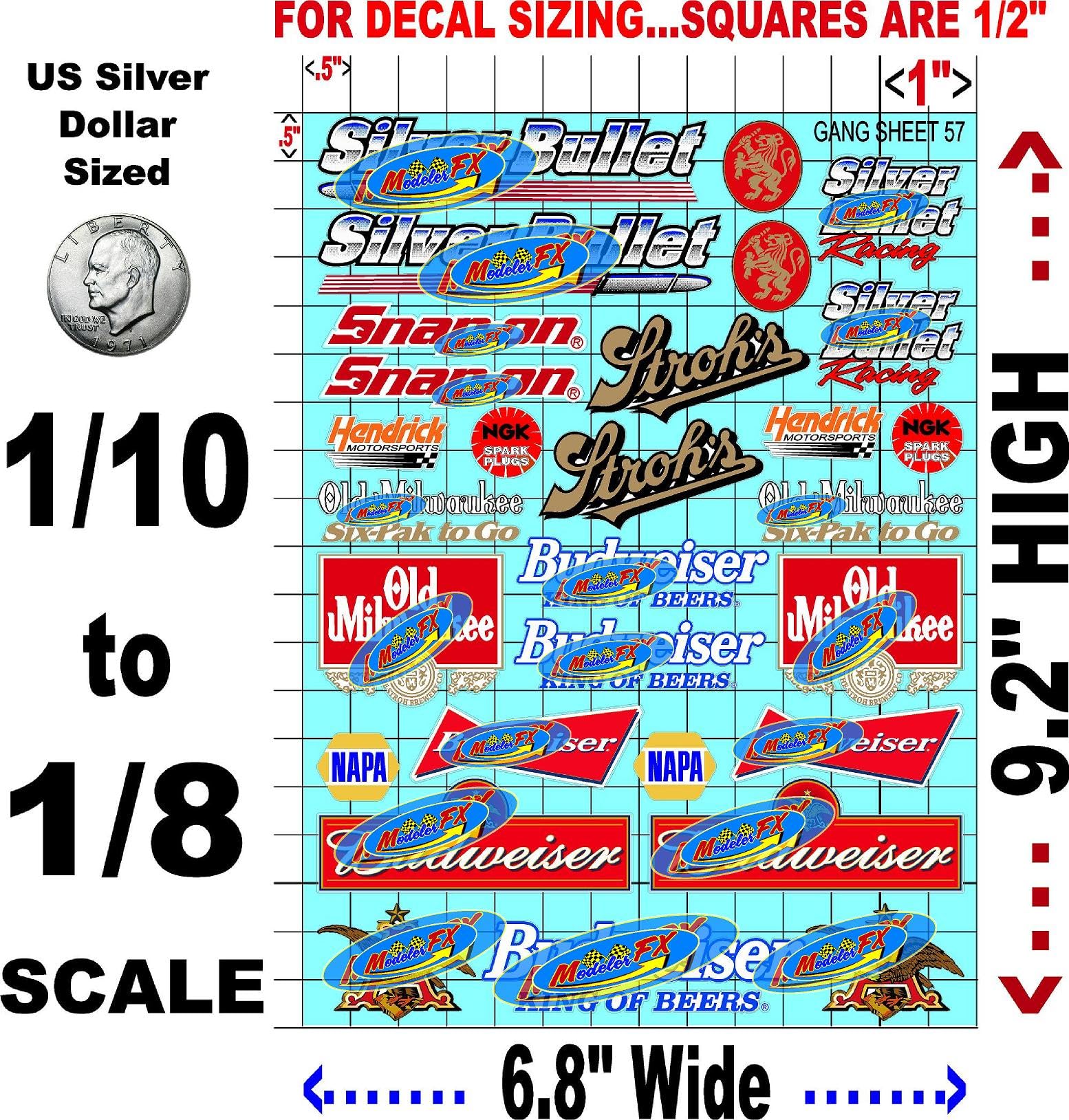 Clear Vinyl R/C Racing Sponsor Sticker Gang Sheet 57-1/8th � 1/10th Scale Model Decal Sticker Sheet R/C Lexan Body - Decorate Your R/c Cars, Boats, Truck Model � Die-Cut to Shape - Peel & Stick