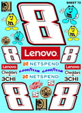 Clear Sheet 72 Vinyl R/C Racing Sponsor Sticker Gang Sheet Wrench -1/4-1/5 � 1/6th Scale Model Decal Sticker Sheet Radio Control Lexan Body � Die-Cut to Shape - Peel & Stick � Water Slide - Car