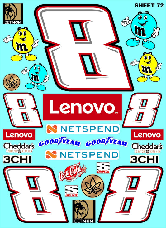 Clear Sheet 72 Vinyl R/C Racing Sponsor Sticker Gang Sheet Wrench -1/4-1/5 � 1/6th Scale Model Decal Sticker Sheet Radio Control Lexan Body � Die-Cut to Shape - Peel & Stick � Water Slide - Car