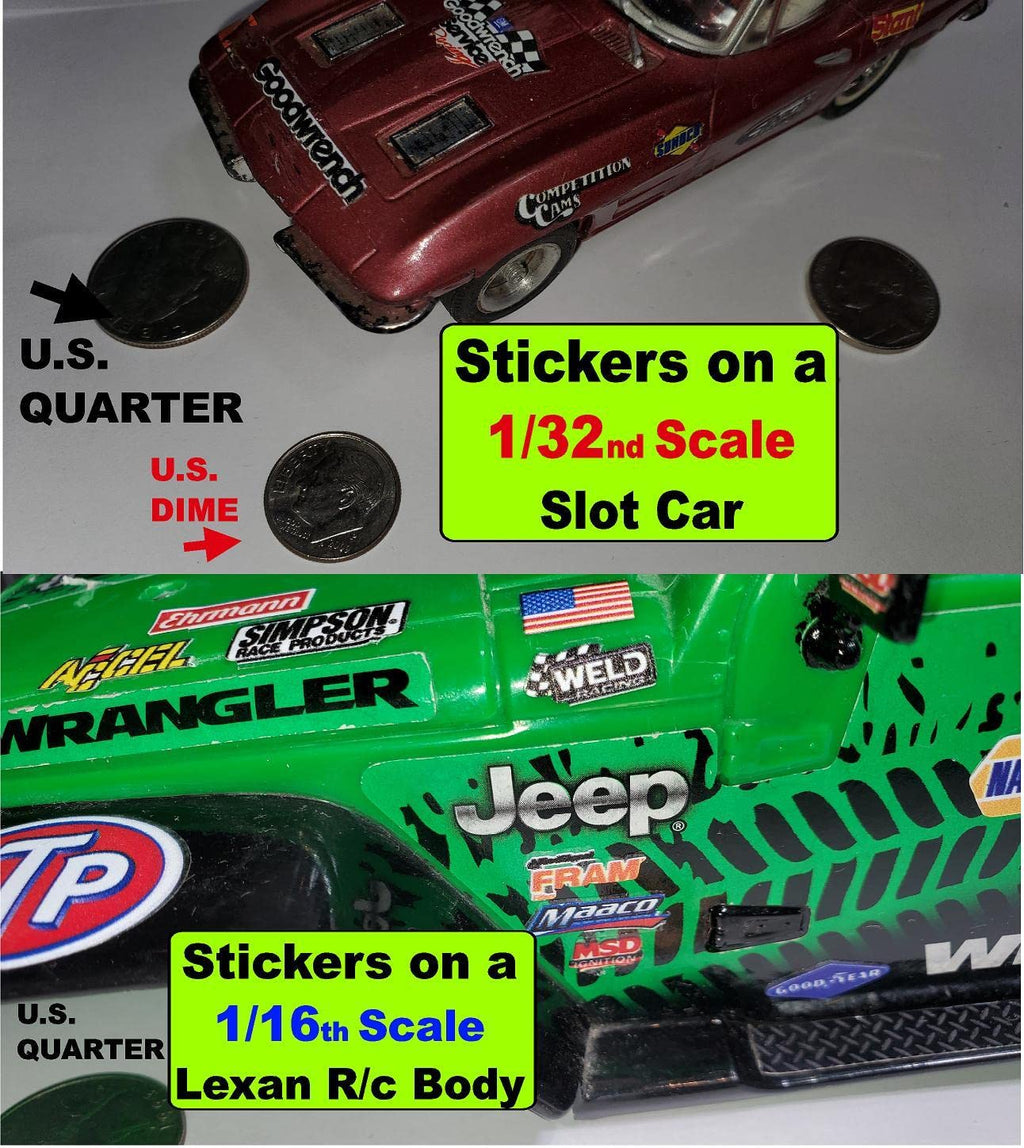 Clear Vinyl R/C Racing Sponsor Sticker Gang Sheet 42 1/24 � 1/16th Scale Model Decal Sticker Sheet Radio Control Lexan Body � Die-Cut to Shape - Peel & Stick � Water Slide