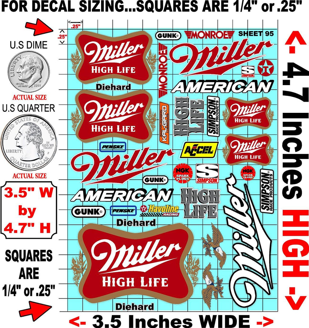 Clear Vinyl 95 R/C Racing Sponsor Sticker Gang Sheet Good -1/24 � 1/16th Scale Model Decal Sticker Sheet Radio Control Lexan Body � Die-Cut to Shape - Peel & Stick � Water Slide
