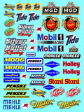 Gang Sheet 3 -MGD -1/10 Scale White Vinyl R/C Model Decal Sticker Sheet Radio Control Lexan Body - Decorate Your R/c Cars, Boats, Trucks