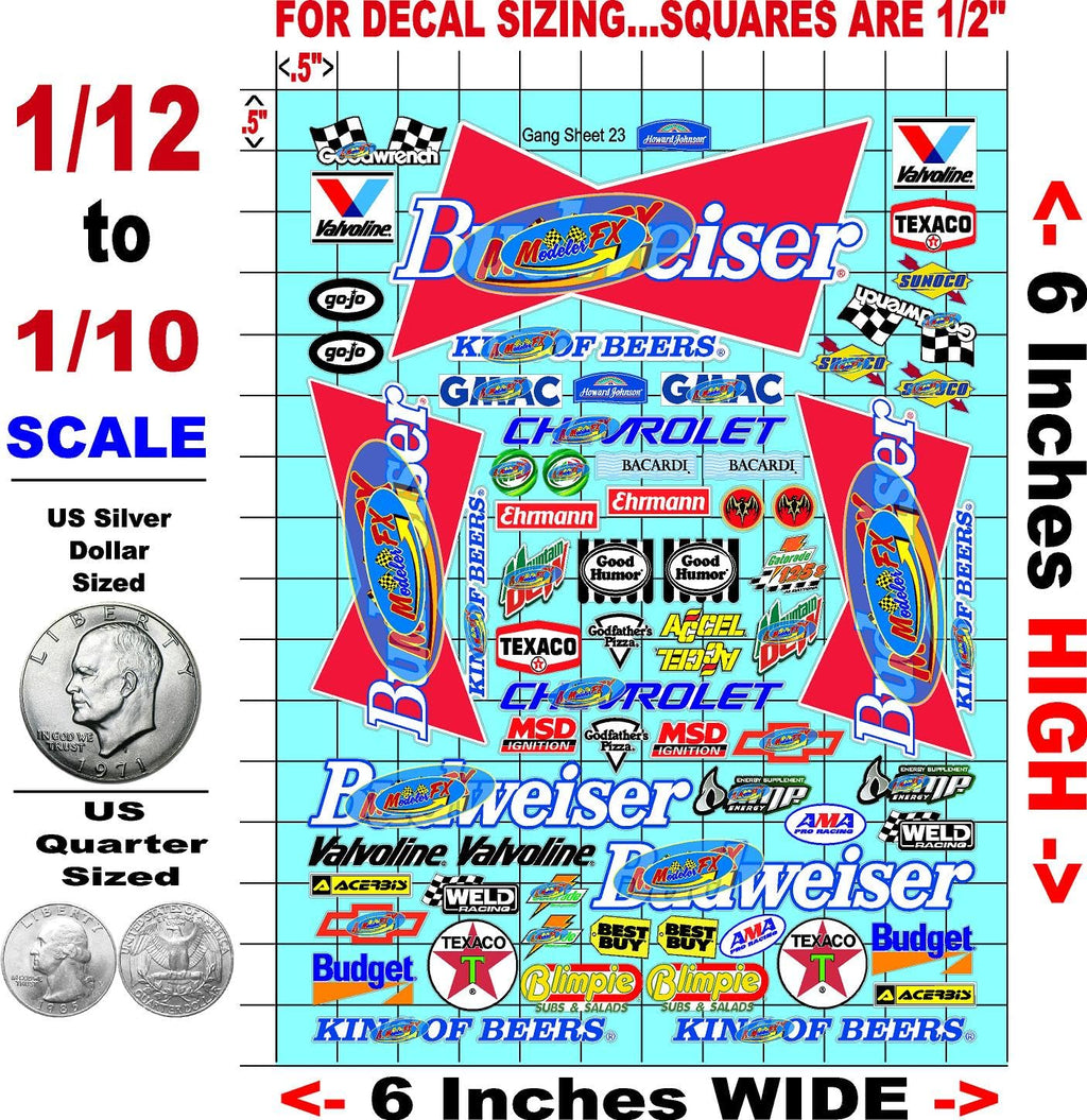 White Vinyl Sticker Gang Sheet 23 Beer Racing Sponsor Lexan Body Car Fits 1/10-1/12 Scale DIE Cut- R/C Model Decal Stickers | Radio Control | Slot Cars |