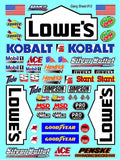Racing Sponsor Lexan Body Car Racing - Sticker Gang Sheet Lowe - White Vinyl 1/12 to 1/10 Scale White Vinyl R/C Model Decal Sticker Sheet Radio Control Lexan Body Decoration