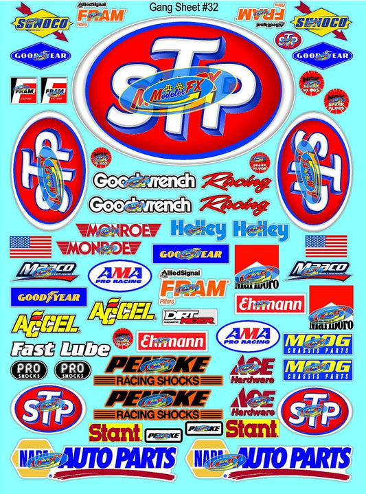 White Vinyl Sticker Sheet 32STP-1/10th - 1/8th Scale Large 6.8" x 9.2"h Vinyl R/C Model Decal Sticker Sheet Radio Control Lexan Body