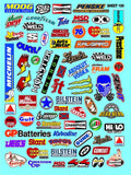 White Vinyl Sticker Sheet 109 Variety - 1/12 to 1/10th Scale R/C Model Decal Sticker Sheet Radio Control Lexan Body