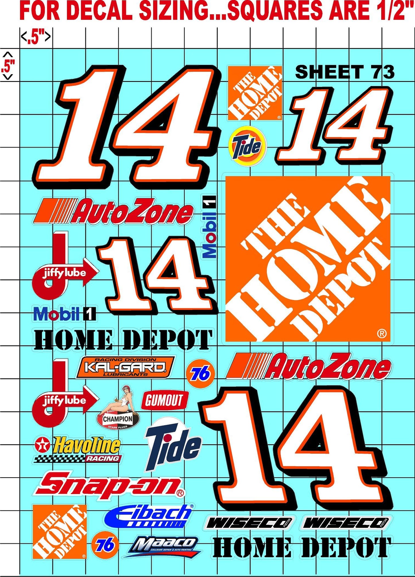 Clear Vinyl Sticker Variety Sheet 73-1/12 to 1/10th Scale R/C Model Decal Sticker Sheet Radio Control Lexan Body
