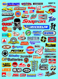 Clear Vinyl Sheet 70 R/C Racing Sponsor Sticker Gang Sheet Wrench -1/4-1/5 � 1/6th Scale Model Decal Sticker Sheet Radio Control Lexan Body � Die-Cut to Shape - Peel & Stick � Water Slide - Car