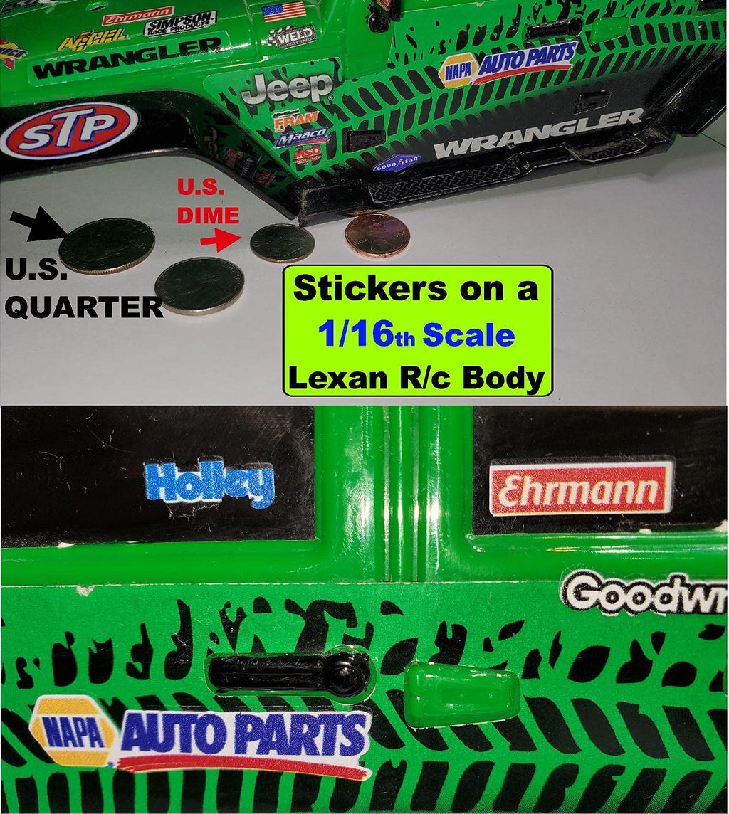 Clear Vinyl Sticker Gang Sheet 5 Racing Sponsor Lexan Body Car Fits 1/24-1/16 Scale DIE Cut- R/C Model Decal Stickers | Radio Control | Slot Cars | U/V Printed