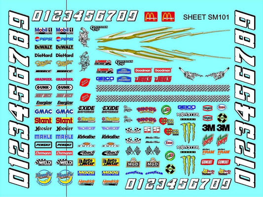 Clear Vinyl Sticker Sheet SM101-R/C Model Decal-1/18th - 1/12th-1/10th Scale DIE-Cut-Peel Radio Control | Slot Cars l Lexan Body