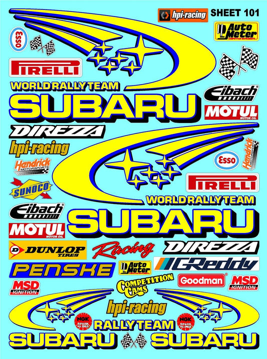 Clear Vinyl 101 R/C Racing Sponsor Sticker Gang Sheet Good -1/24 � 1/16th Scale Model Decal Sticker Sheet Radio Control Lexan Body � Die-Cut to Shape - Peel & Stick � Water Slide