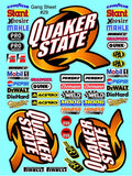 Gang Sheet 29-QUAKER-1/10 Scale White Vinyl R/C Model Decal Sticker Sheet Radio Control Lexan Body - Decorate Your R/c Cars, Boats, Trucks