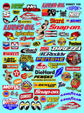 Generic White Vinyl Sheet 106 Variety R/C Racing Sponsor Sticker Gang Sheet Wrench-1/4-1/5�1/6th Scale Model Decal Sticker Sheet Radio Control Lexan Body-Die-Cut to Shape-Peel & Stick�Water Slide-Car