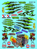 Clear Vinyl Sticker Sheet 66-CLAWZ-R/C Model Decal-1/12-1/10th Scale DIE-Cut-Peel Radio Control | Slot Cars | U/V Printed