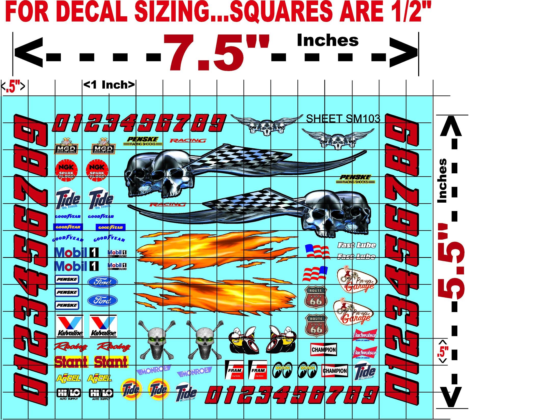 Clear Vinyl Sticker Sheet SM103-R/C Model Decal-1/18th - 1/12th-1/10th Scale DIE-Cut-Peel Radio Control | Slot Cars l Lexan
