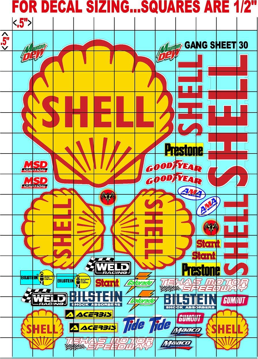 BILSTEIN - Weld Sticker Gang Sheet 30-1/10 Scale White Vinyl R/C Model Decal Sticker Sheet Radio Control Lexan Body - Decorate Your R/c Cars, Boats, Trucks Along with Any Other Scale Model Kit.
