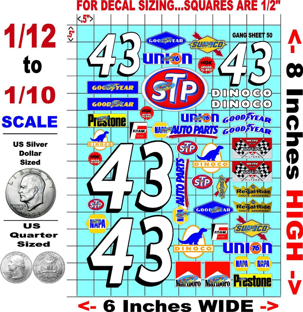 Clear Matte Vinyl Sticker Variety Sheet 50 Variety - 1/12 to 1/10th Scale R/C Model Decal Sticker Sheet Radio Control Lexan Body