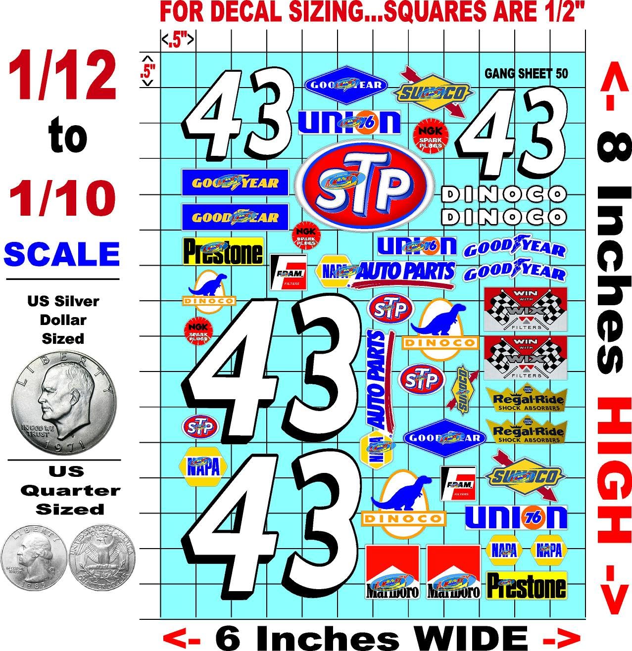 Clear Matte Vinyl Sticker Variety Sheet 50 Variety - 1/12 to 1/10th Scale R/C Model Decal Sticker Sheet Radio Control Lexan Body
