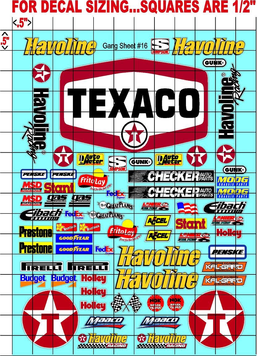 Racing Sponsor Lexan Body Car Racing - Sticker Gang Sheet 16 - White Vinyl 1/12 to 1/10 Scale White Vinyl R/C Model Decal Sticker Sheet Radio Control Lexan Body Decoration