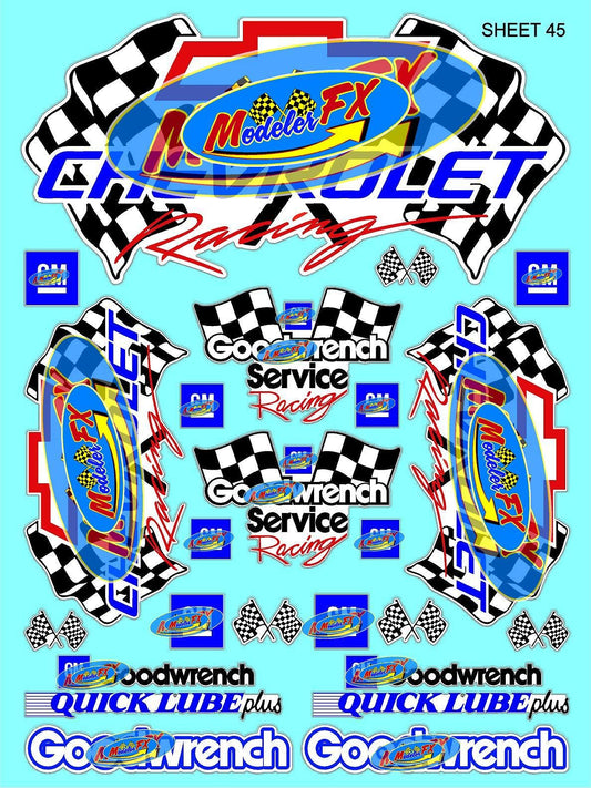 White Vinyl R/C Racing Sponsor Sticker Gang Sheet 45-1/8th � 1/10th Scale Model Decal Sticker Sheet R/C Lexan Body - Decorate Your R/c Cars, Boats, Truck Model � Die-Cut to Shape - Peel & Stick
