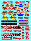 Racing Sponsor Sticker Gang Sheet 59-1/16-1/12-1/10th Scale White Vinyl R/C Model Decal Sticker Sheet Radio Control Lexan Body - Decorate Your R/c Cars, Boats, Trucks Other Scale Model Kit.
