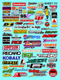 White Vinyl Sheet 111 R/C Racing Sponsor Sticker Gang Sheet Wrench-1/4-1/5�1/6th Scale Model Decal Sticker Sheet Radio Control Lexan Body-Die-Cut to Shape-Peel & Stick�Water Slide-Car