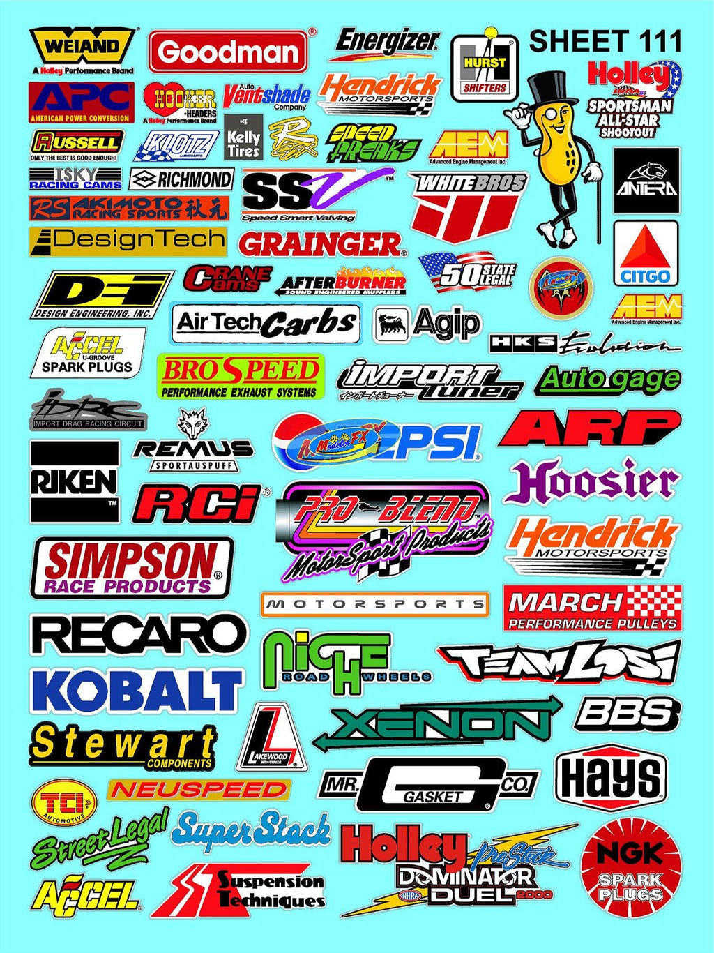 Clear Vinyl Sticker Sheet 111-1/10th - 1/8th Scale Large 6.8" x 9.2"h for Cars, Trucks, Boats Anywhere You can Imagine - Easy to Apply - R/C Model Decal Radio Control Lexan Body