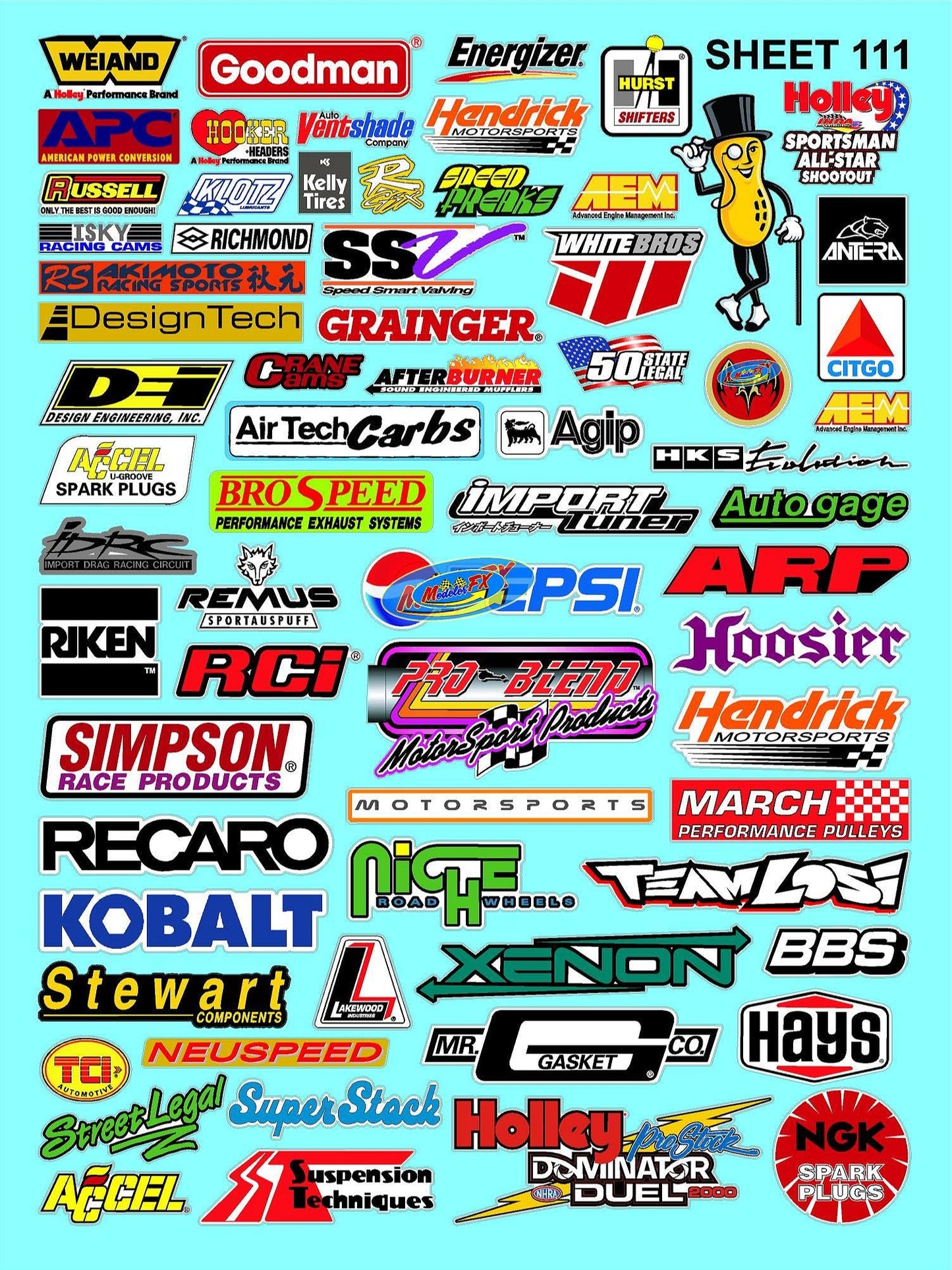 White Vinyl Sticker Sheet 111-1/12 to 1/10th Scale R/C Model Decal Sticker Sheet Radio Control Lexan Body