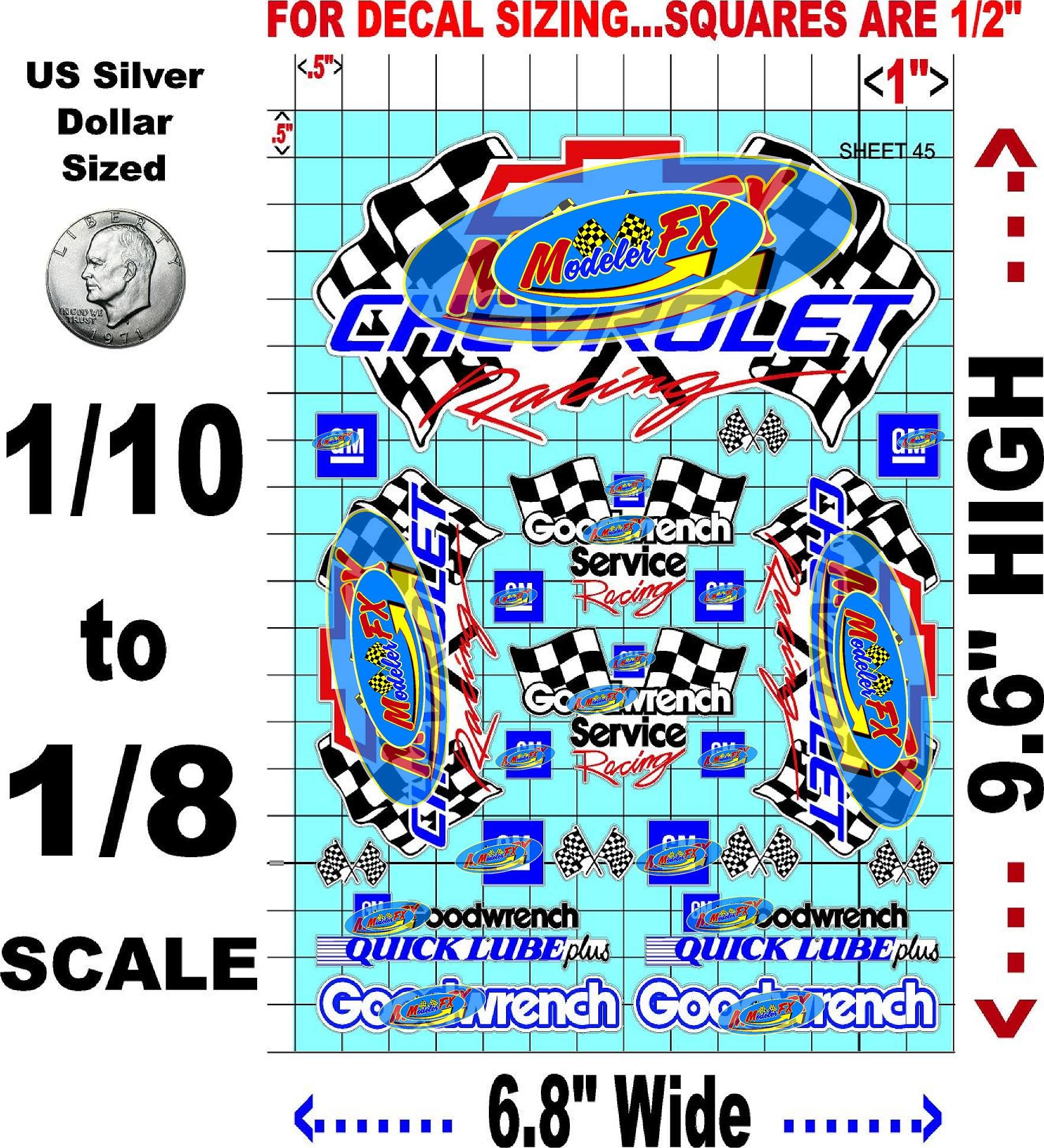 Clear Vinyl R/C Racing Sponsor Sticker Gang Sheet 45-1/8th � 1/10th Scale Model Decal Sticker Sheet R/C Lexan Body - Decorate Your R/c Cars, Boats, Truck Model � Die-Cut to Shape - Peel & Stick