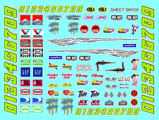 Clear Vinyl Sticker Sheet SM100-R/C Model Decal- 1/24th-1/18th Scale DIE-Cut-Peel Radio Control | Slot Cars l Lexan Body