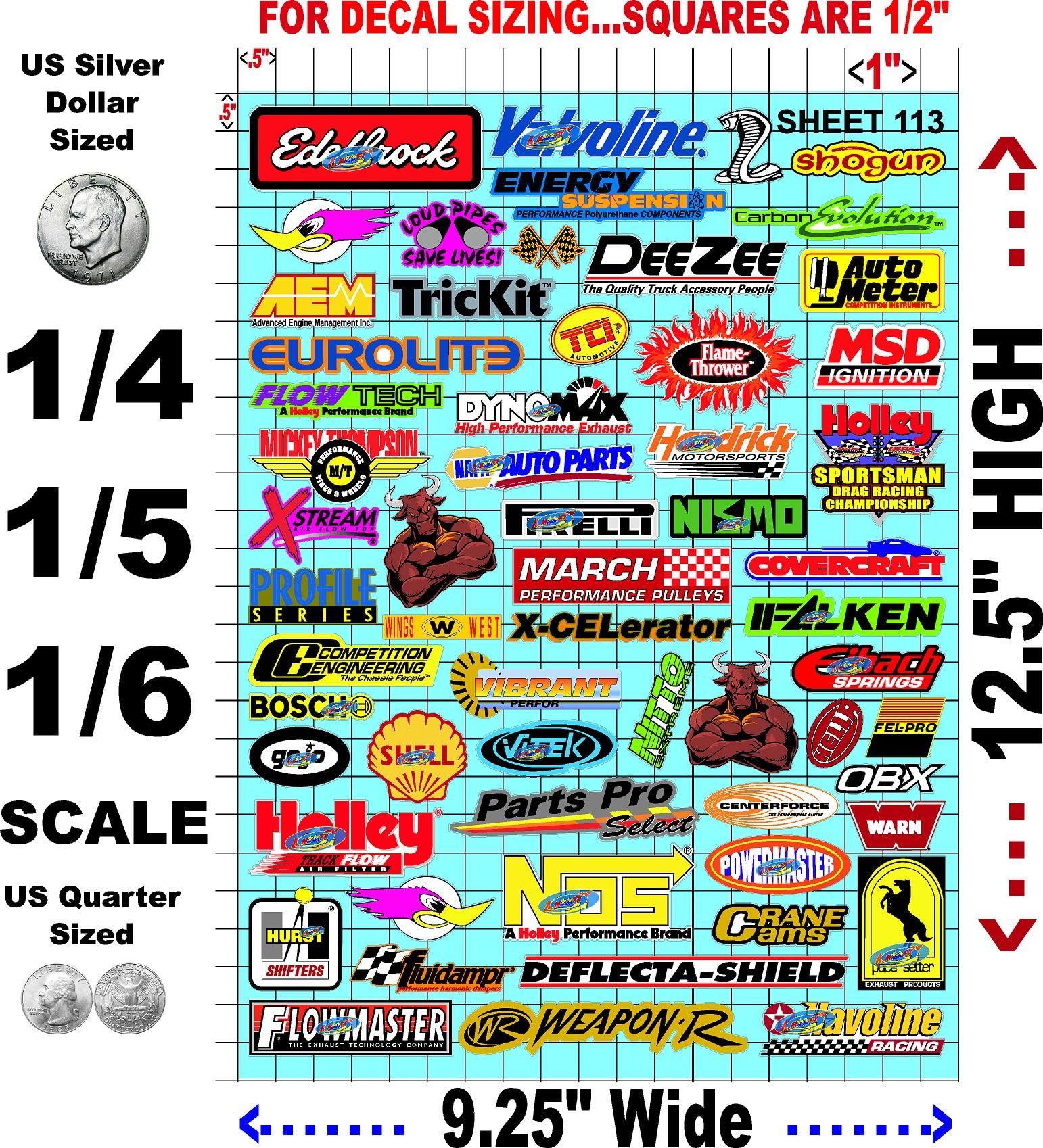 White Vinyl Sheet 113 R/C Racing Sponsor Sticker Gang Sheet Wrench-1/4-1/5–1/6th Scale Model Decal Sticker Sheet Radio Control Lexan Body-Die-Cut to Shape-Peel & Stick–Water Slide-Car