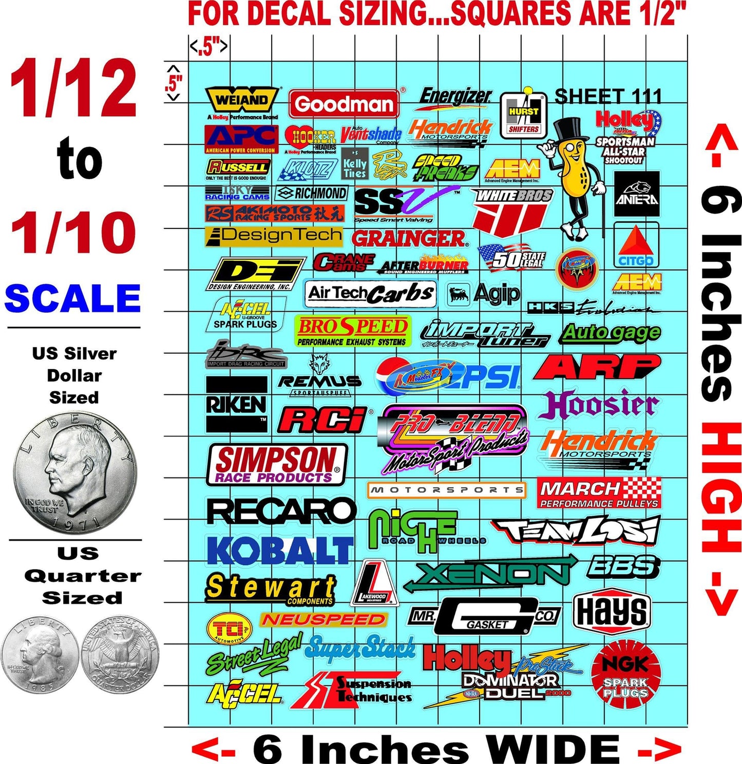 White Vinyl Sticker Sheet 111-1/12 to 1/10th Scale R/C Model Decal Sticker Sheet Radio Control Lexan Body