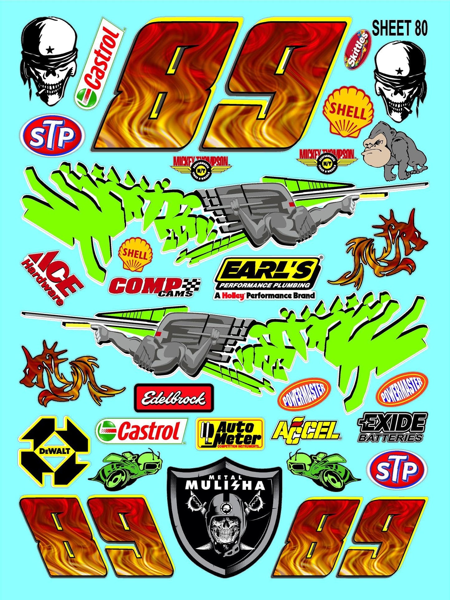 White Vinyl Sticker Variety Sheet 80-1/12 to 1/10th Scale R/C Model Decal Sticker Sheet Radio Control Lexan Body
