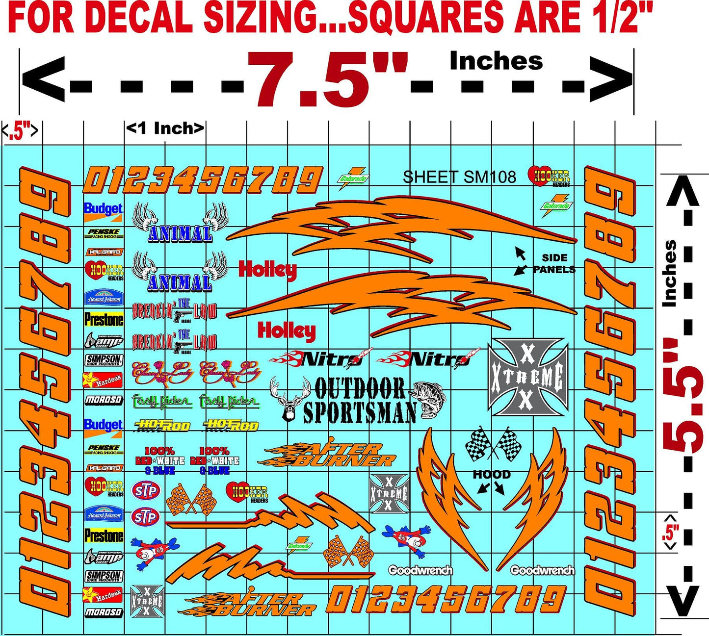 Clear Vinyl Sticker Sheet SM108-R/C Model Decal-1/18th - 1/12th-1/10th Scale DIE-Cut-Peel Radio Control | Slot Cars l Lexan