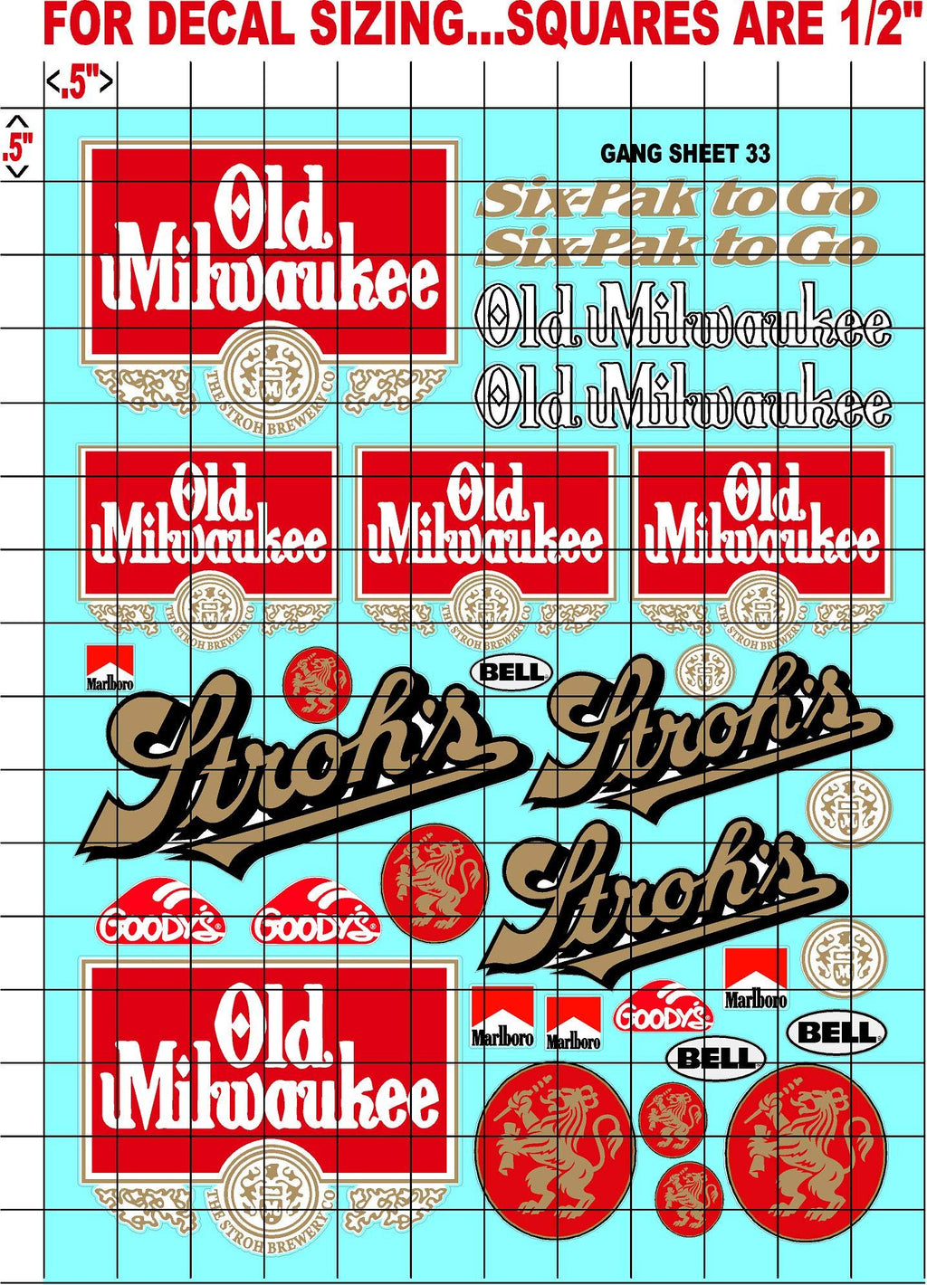 GOODYS - Bell Sticker Gang Sheet 33-1/10 Scale White Vinyl R/C Model Decal Sticker Sheet Radio Control Lexan Body - Decorate Your R/c Cars, Boats, Trucks Along with Any Other Scale Model Kit.
