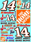 White Vinyl Sticker Variety Sheet 73-1/10th - 1/8th Scale Large 6.8" x 9.2"h Vinyl R/C Model Decal Sticker Sheet Radio Control Lexan Body