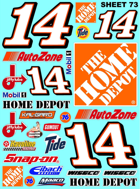 White Vinyl Sticker Variety Sheet 73-1/10th - 1/8th Scale Large 6.8" x 9.2"h Vinyl R/C Model Decal Sticker Sheet Radio Control Lexan Body
