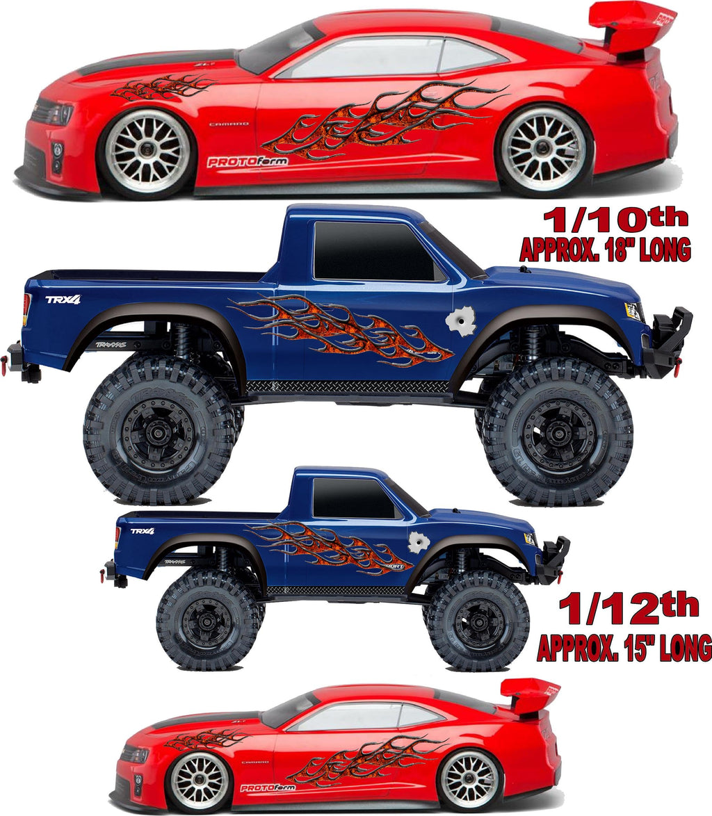 Clear Vinyl Sticker Variety Sheet Twisted Flames A1-1/12 to 1/10th Scale R/C Model Decal Sticker Sheet Radio Control Lexan Body
