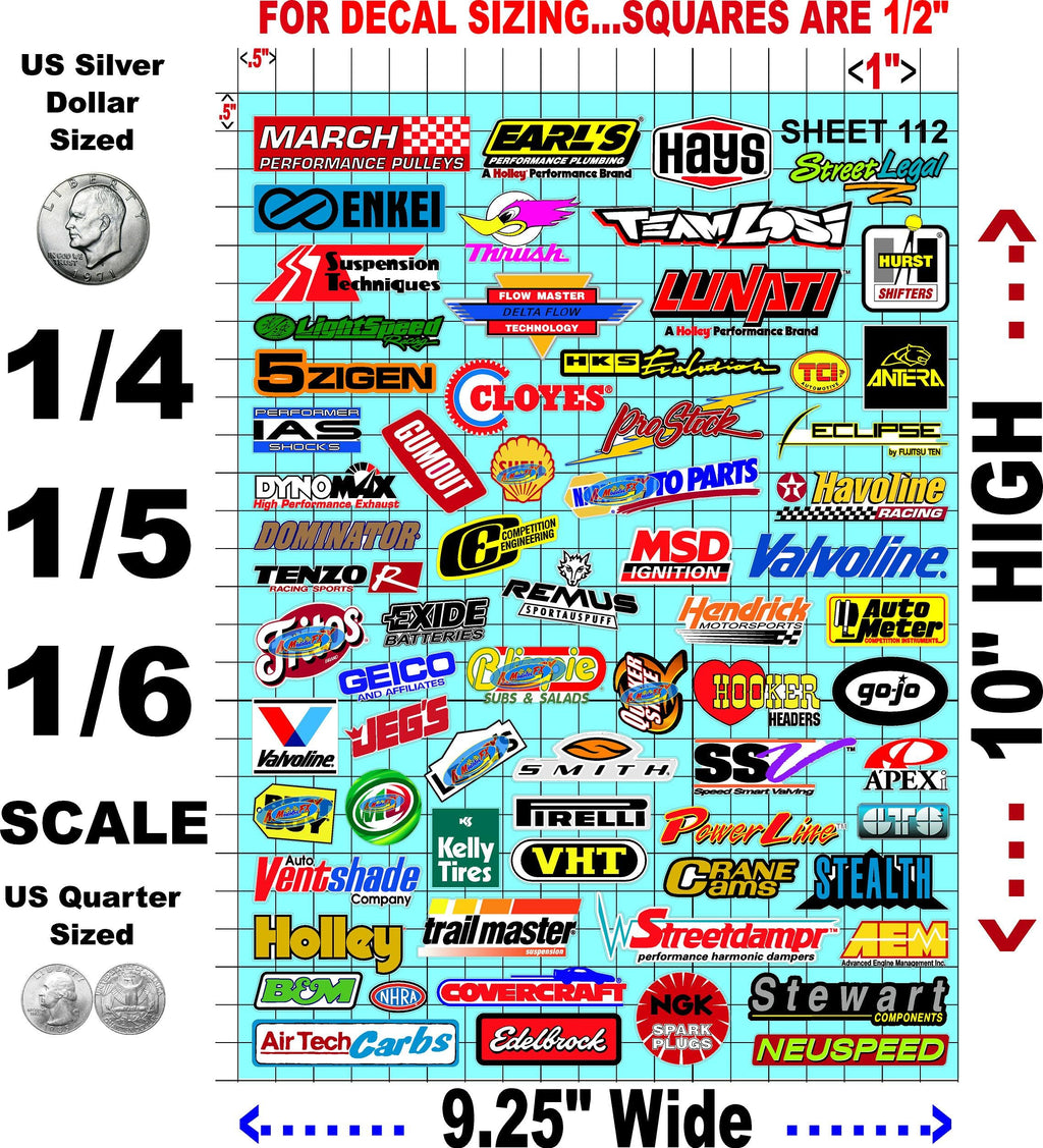 Clear Matte Sheet Clear 112 Vinyl R/C Racing Sponsor Sticker Gang Sheet-1/4-1/5-1/6th Scale Decal Sticker Radio Control Lexan Body�Die-Cut to Shape-Peel & Stick�Water Slide