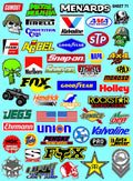 Clear Vinyl Sticker Variety Sheet 71-1/10th - 1/8th Scale Large 6.8" x 9.2"h Vinyl R/C Model Decal Sticker Sheet Radio Control Lexan Body