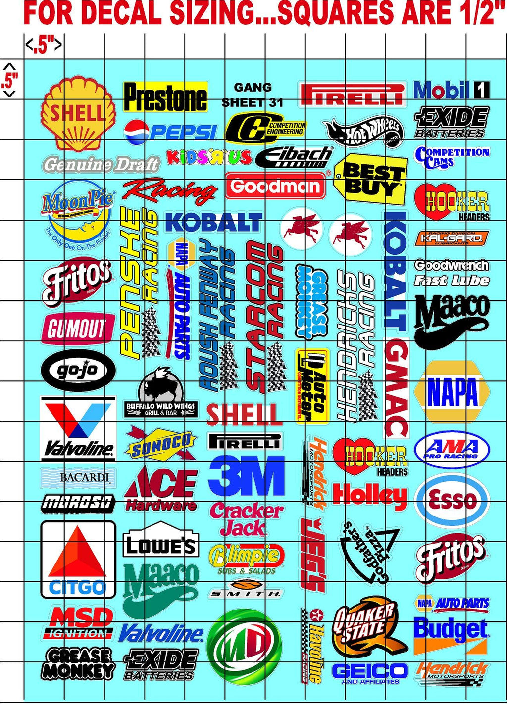 Smith Sticker Gang Sheet 31-1/10 Scale White Vinyl R/C Model Decal Sticker Sheet Radio Control Lexan Body - Decorate Your R/c Cars, Boats, Trucks Along with Any Other Scale Model Kit.